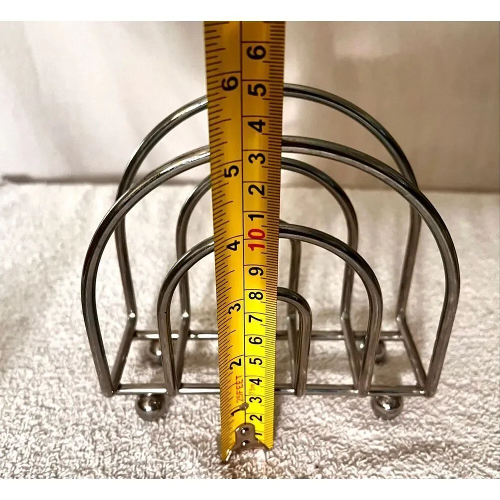 Vintage Metal Napkin Holder Semi Circle Chrome With Ball Feet MCM